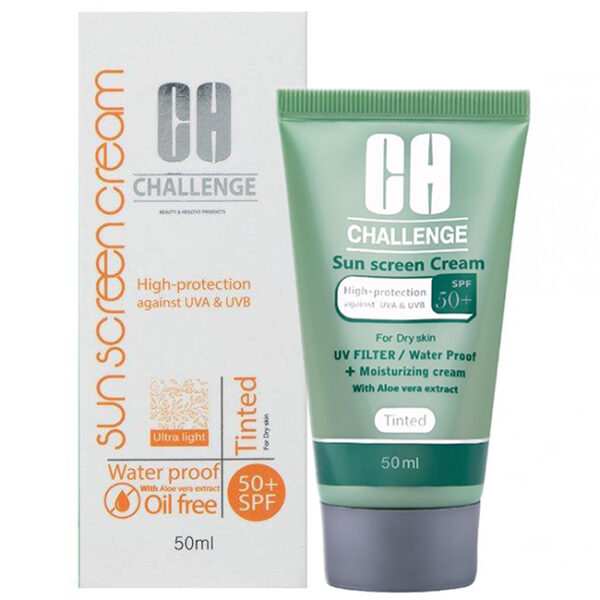 کرم ضد افتاب مناسب پوست خشک ونرمال SPF50 چلنج ( رنگی )