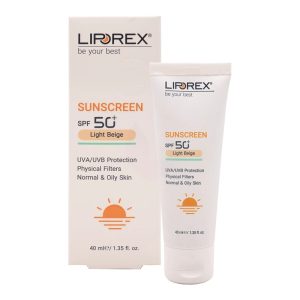 کرم ضدآفتاب SPF50 پوست نرمال تا چرب لیپورکس ( بژ روشن )
