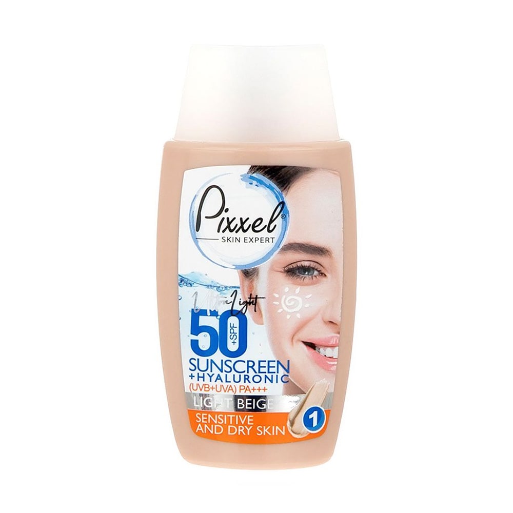 کرم ضدآفتاب پوست خشک SPF50 پیکسل ( بژ روشن )