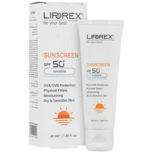 کرم ضد آفتاب SPF50 پوست خشک و حساس لیپورکس ( بی رنگ )
