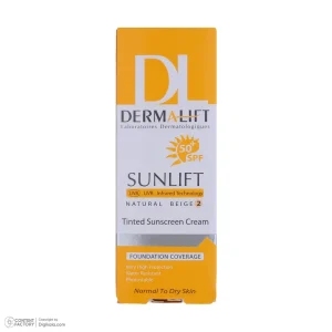 کرم ضد افتاب spf50+ پوست معمولی و خشک درمالیفت (نچرال بژ2)